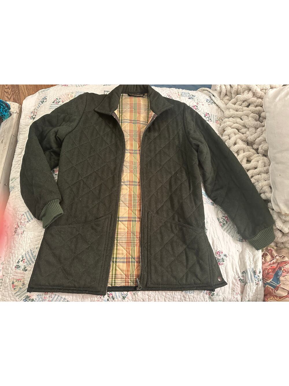 VINTAGE 70's/80's BERNARD WEATHERILL QUILTED OLIVE LODEN JACKET
